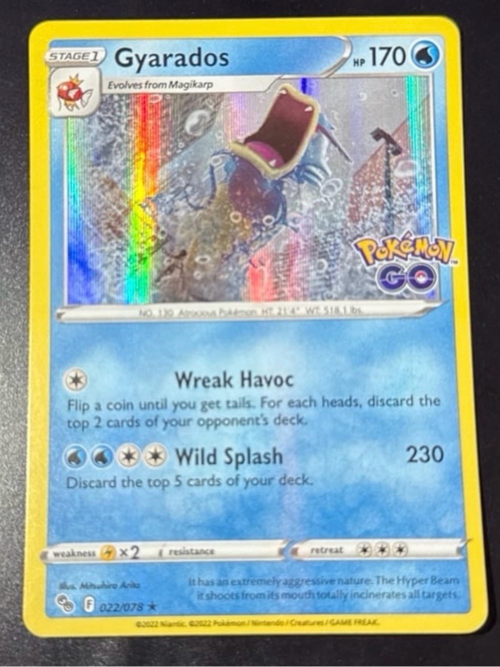Gyarados Pokémon Go 22/78 Stamped Rare year 2022 Full art reverse Holo Nearmint
